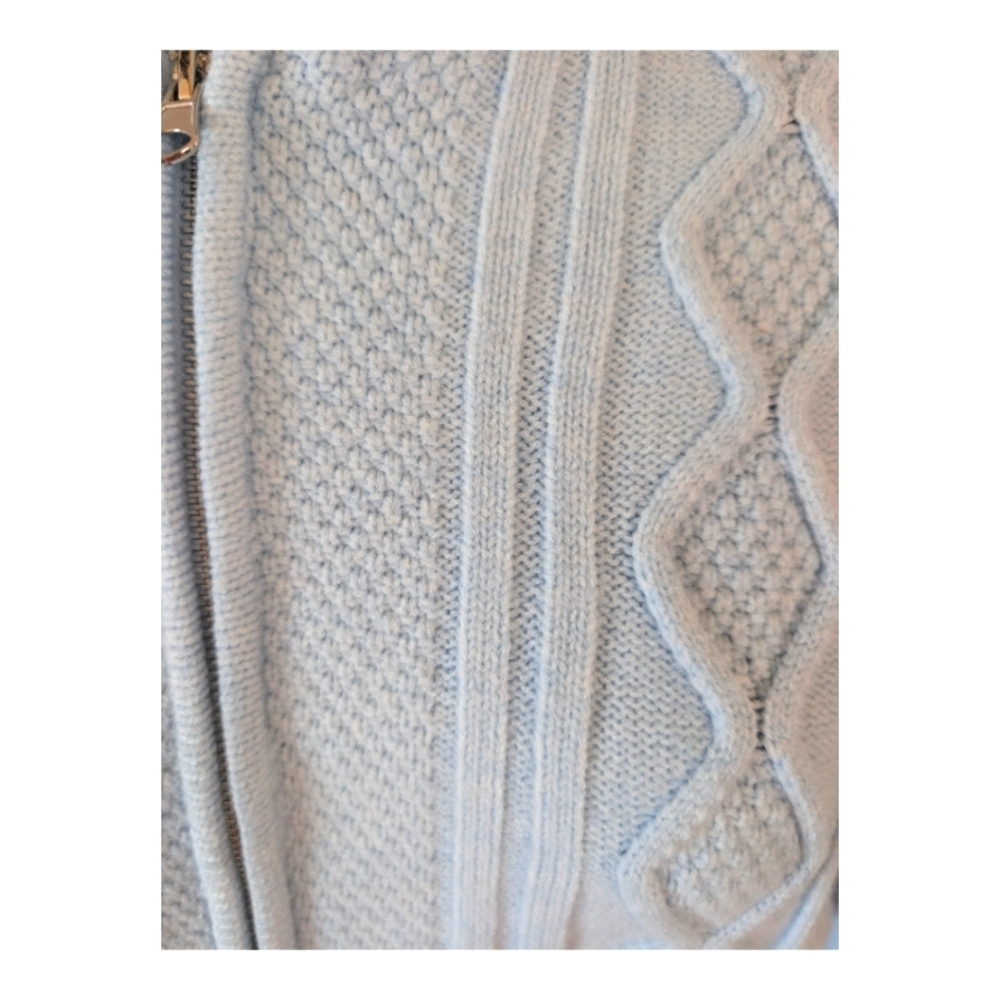 NWT Wild Fable Light Blue Cable Knit Zip-Up Hooded Sweater Medium Baby Blue - Picture 6 of 9